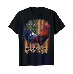 Vintage Rooster Graphic Tee Celebrating Cock Fighting with American Flag Design