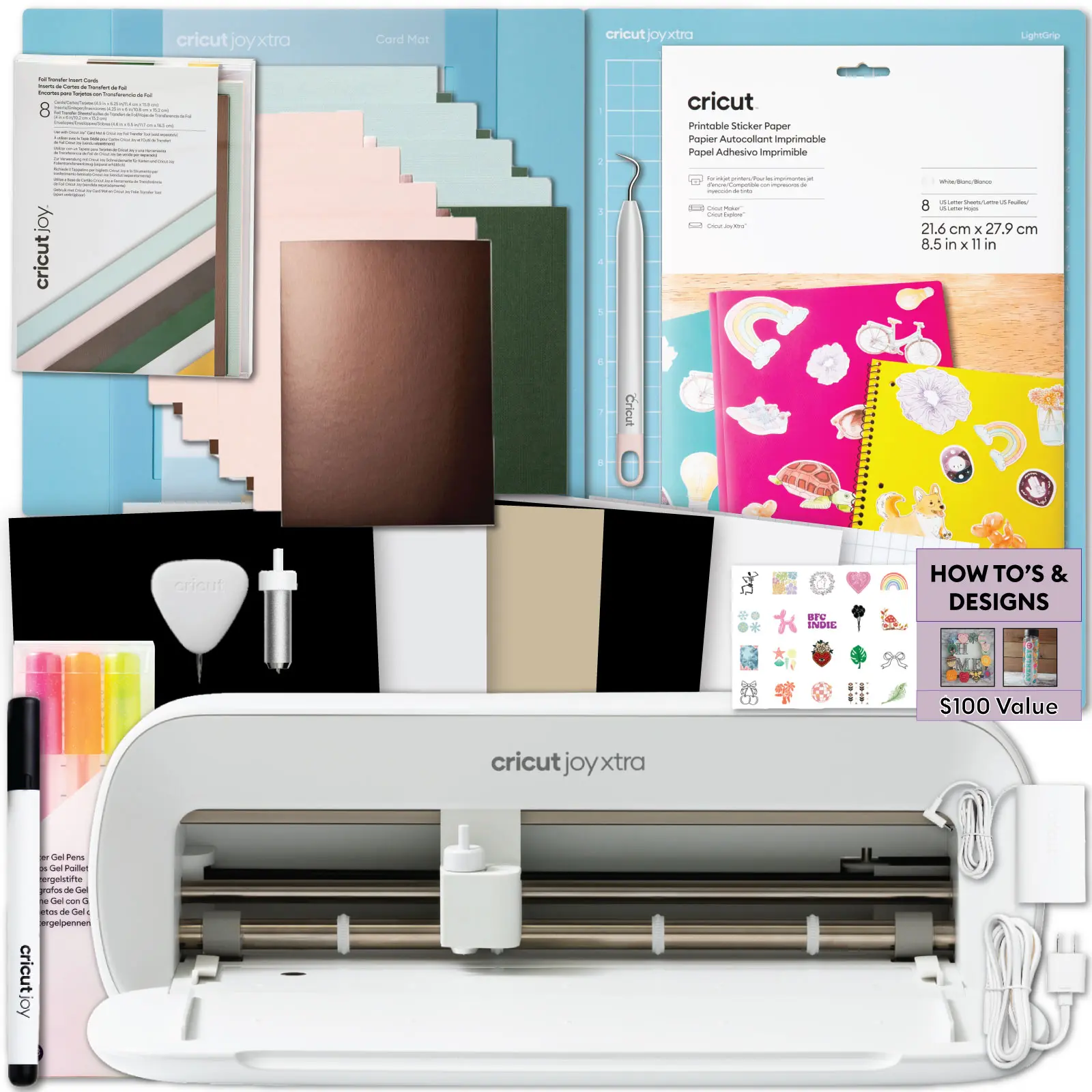 Cricut Joy Xtra Cutting Machine Card Making Bundle - Includes Card Mat, Insert Cards, Pens, Sticker Paper & Paper Crafting Supplies, Portable Die-Cutting Machine for DIY Paper Crafts and Invites