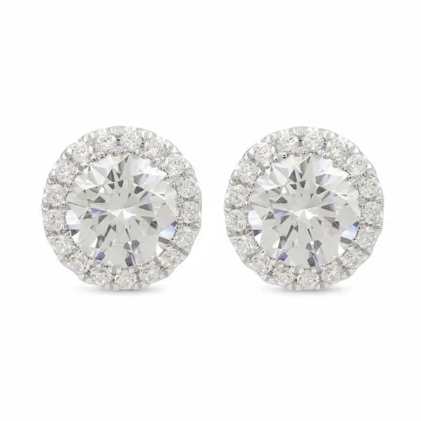 PAIR OF 14KARAT GOLD EARRINGS FLUSH SET EARRINGS LAB GROWN DIAMONDS 4CTTW