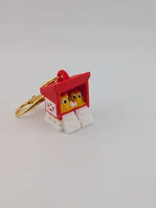 Pocket-Size Chicken Coop Charm Adorable Farm-Themed Keychain with Two Cute Chickens and Tiny Eggs for Backpacks and Lanyards