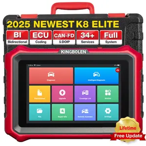 KINGBOLEN K8 Elite Full-System Bidirectional OBD2 Scanner with CANFD Support, FCA Compatibility, ECU Coding, 34+ Resets, Active Tests, 34+ Reset Services, Lifetime Free Updates