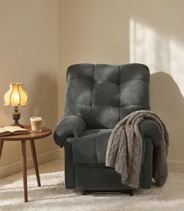 Recliner Chair Overstuffed Armchair Manual Recliner for Living Room Reading Padded Footrest Home Theater Ergonomic Lounge Soft Fabric Furniture