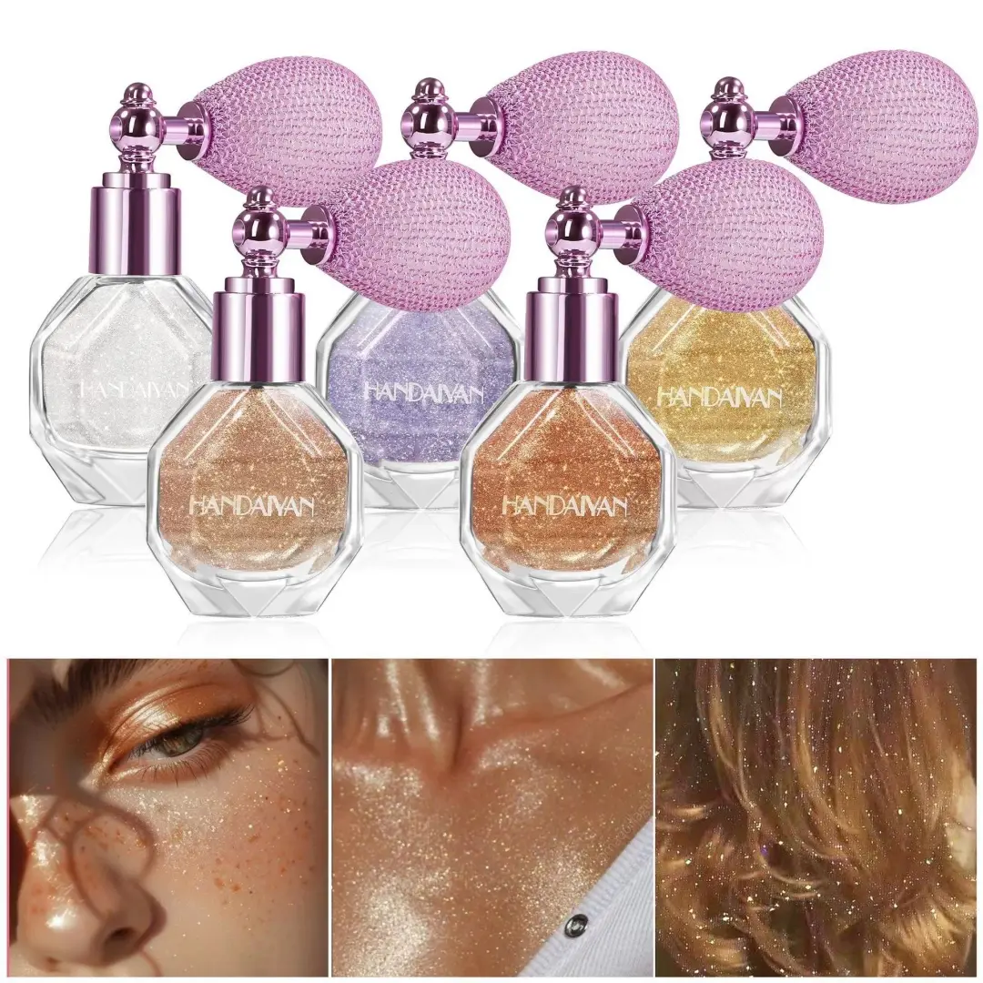 HANDAIYAN Glitter Highlighter Spray 1 Box Shimmering Highlighter Powder Natural Skin Tone Highlighter Powder Portable Makeup Tool for Women