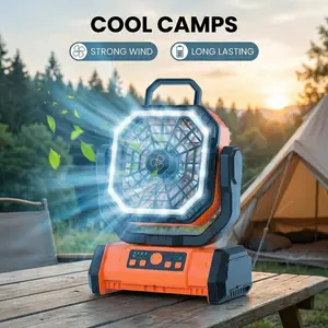 30000mAh Portable Camping Fan – Cordless Rechargeable Fan with LED Light, 360° Swivel Hook, Oscillating Function, and Lightweight Design for Emergency Use, Travel, and Outdoor Adventures