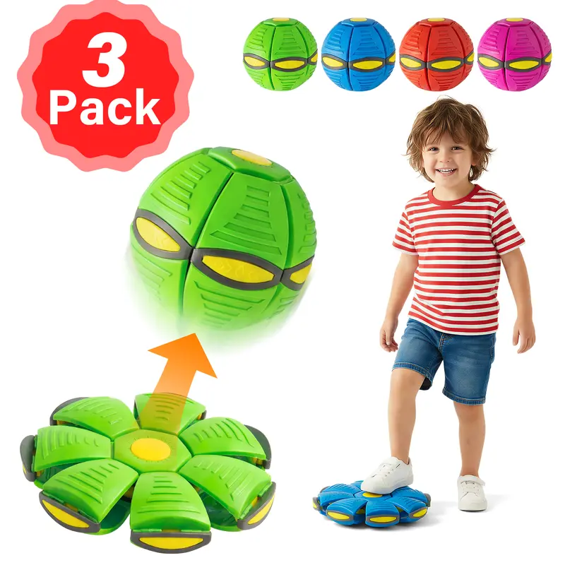 CHERMORY Random 3-Piece Magic Flying Saucer Ball Set - Magic Metaball - Best Outdoor Toy for Kids, Foldable Magic Flying Saucer Ball, Sensory Decompression Toy for Boys and Girls, Interactive Metaball