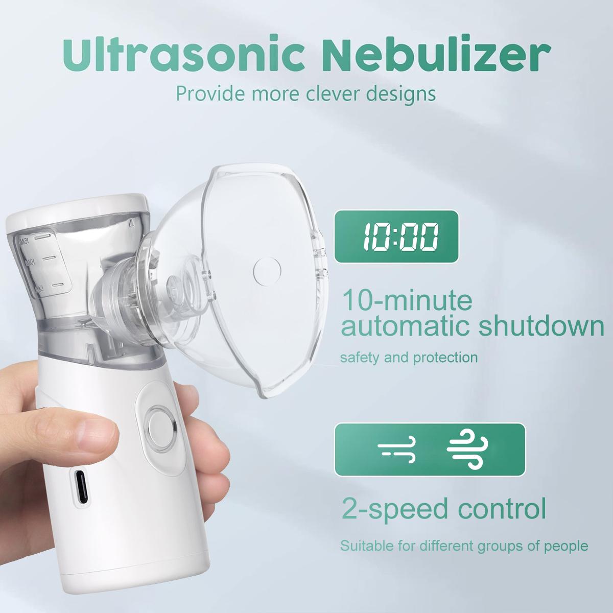 Portable Nebulizer, Nebulizer Machine for Adults and Kids, Handheld Mesh Nebulizer with 2 Adjustable Mode, Quiet Working, Auto-Cleaning, Travel and Household Use