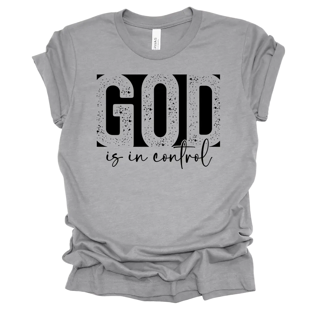 TRENZ SHIRT COMPANY Women's Christian Graphic T-Shirt, "God Is In Control" Short Sleeve Crewneck in Soft Cotton, Everyday Casual Fit, Lady, Fashion, Faith-Based Fashion, Soft & Strong Women's T-Shirts