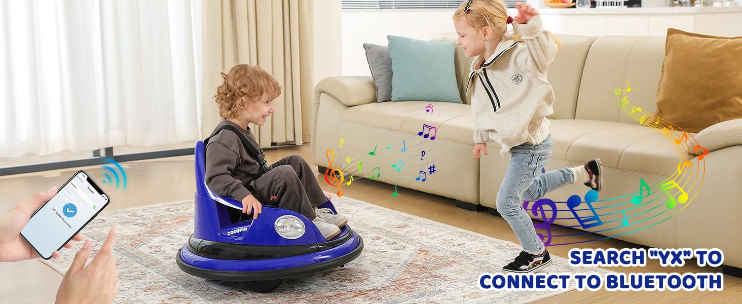 Dripex 12V Bumper Car for Toddlers, Kids Electric Ride-On Toys W/Remote, 2 Speeds, 360° Spin, LED Lights, Music & DIY Stickers, Gift for 3-6 Boys Girls