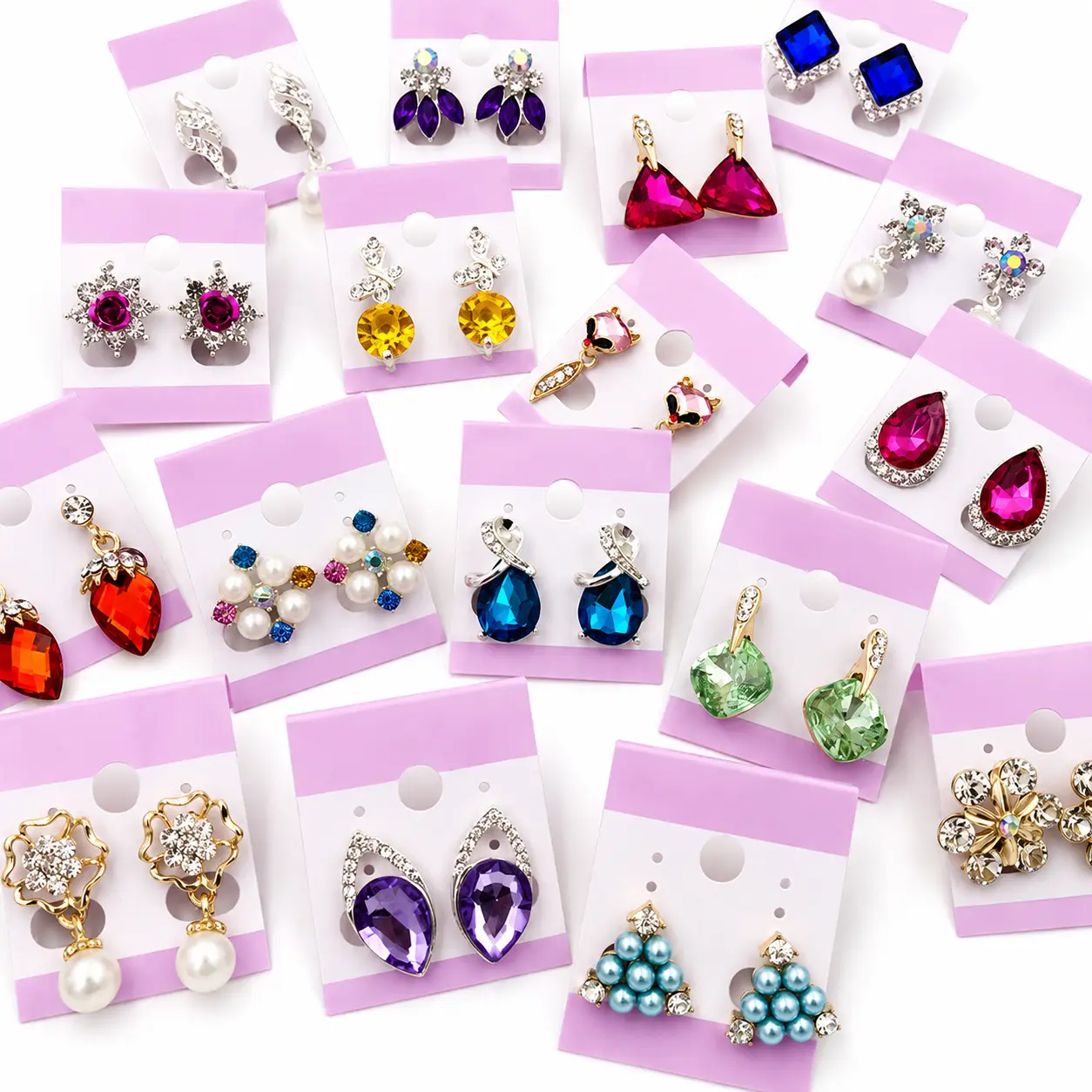 4 Pairs Random Fashion Earrings for Women – Mystery Mixed Rhinestone, Faux Pearl & Colorful Statement Earrings, Assorted Surprise Jewelry Gift