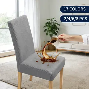 Easy-Going Waterproof Dining Chair Cover Set of 2/4/6/8, Leakproof Stretch Jacquard Parson Chair Slipcover, Removable Washable Chair Protector for Home, Restaurant, Banquet, Kitchen Hacks