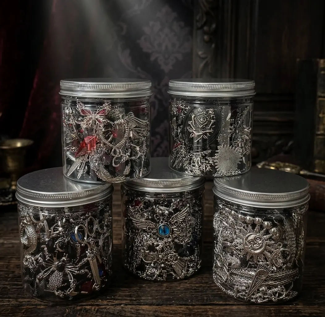 Women's Dark Gothic Jewelry Mystery Jar Set - Halloween Spooky Decor, Punk Accessories with Rings, Necklaces, Earrings for Cosplay & Daily Wear, Accessories For Women, Goth Gifts