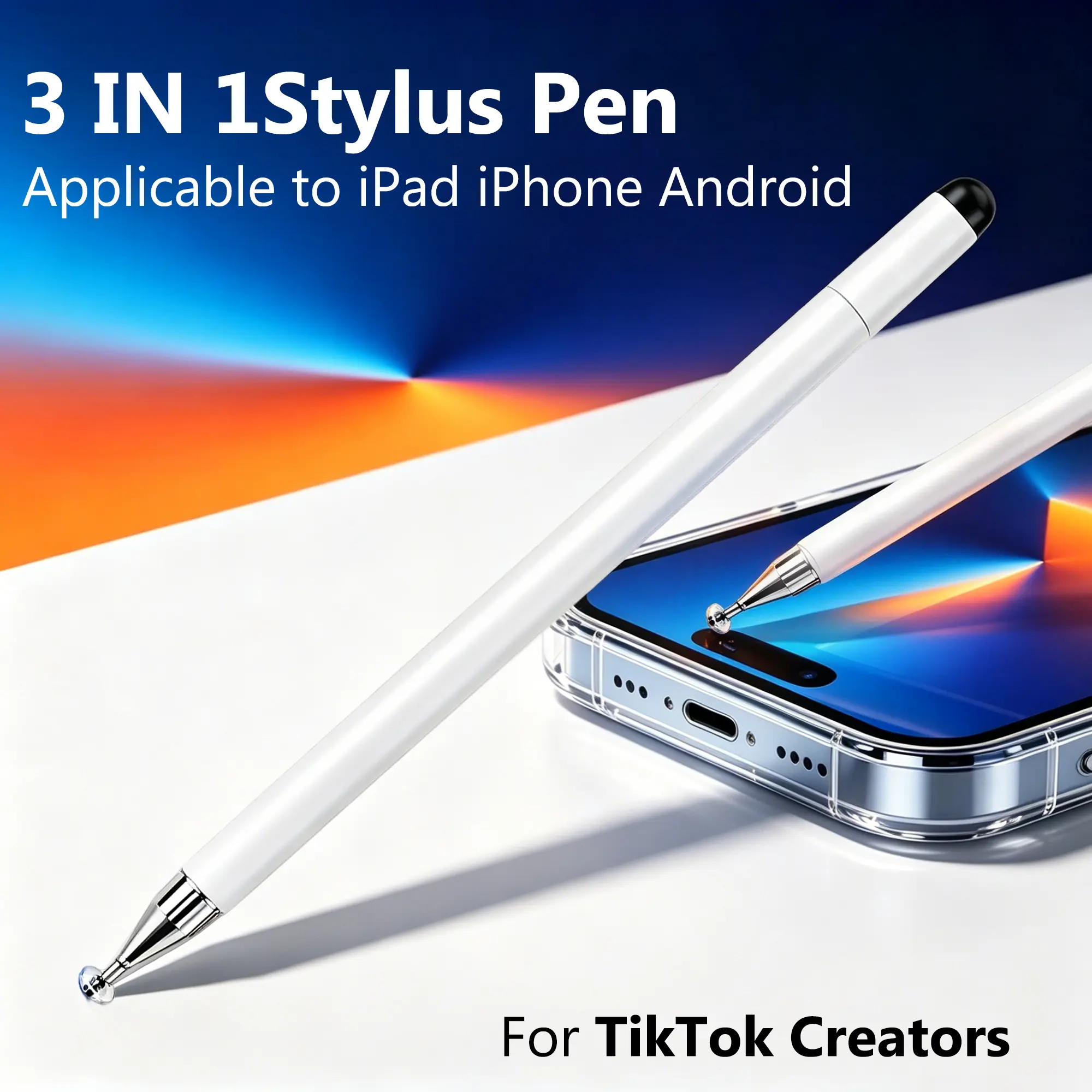 Multifunctional 3-in-1 Stylus Pen – Ballpoint, Flat Nib & Touchscreen. Applicable to Paper, iPad, Phone & Switch. For School, Work & Travel.BackToSchool