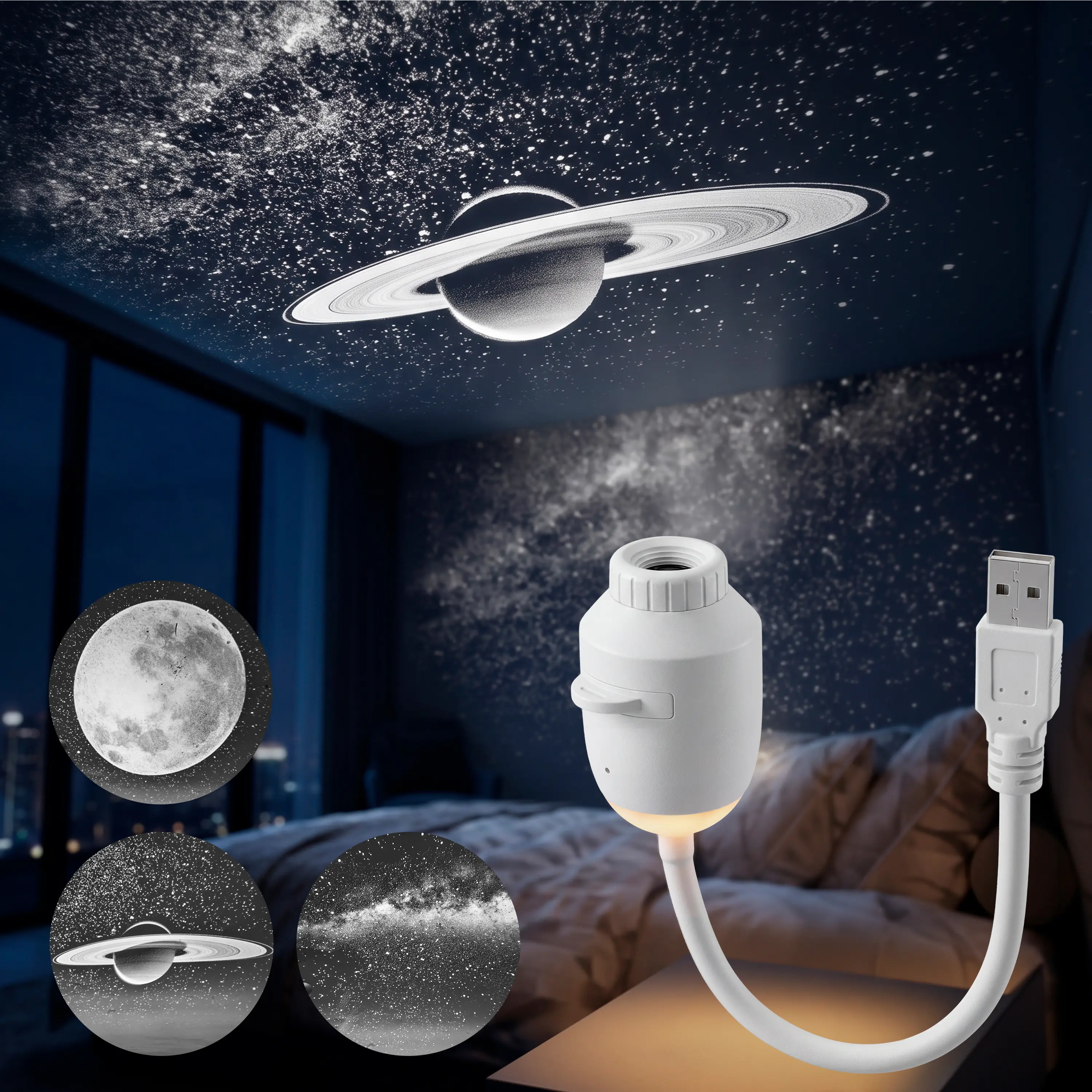 JOYIN 2-in-1 Starry Sky Projector Night Light, Portable Galaxy Projector with 3 Interchangeable Films, USB LED Night Light with Adjustable Brightness & Touch Control, Mini Starry Projector for Bedroom Ceiling Car Home Decor Gift for Adults