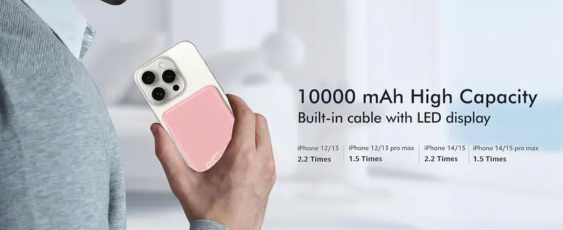 Podoru 10000mAh Silicone Portable Powerbank - Compact Magnetic Fast Charging, LED Display, Dual USB-C & Lightning Cables, USB Output, Protection, Emergency Power for iPhone 12-17 Series, Smartphone Mobile Device Accessories, Back-to-School Essential Podoru 10000mAh Silicone Portable Powerbank - Compact Magnetic Fast Charging, LED Display, Dual USB-C & Lightning Cables, USB Output, Protection, Emergency Power for iPhone 12-17 Series, Smartphone Mobile Device Accessories, Back-to-School Essential