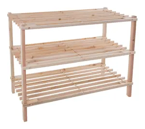 Lavish Home Shoe Storage Rack 3-Tier Wood ShoeOrganizer