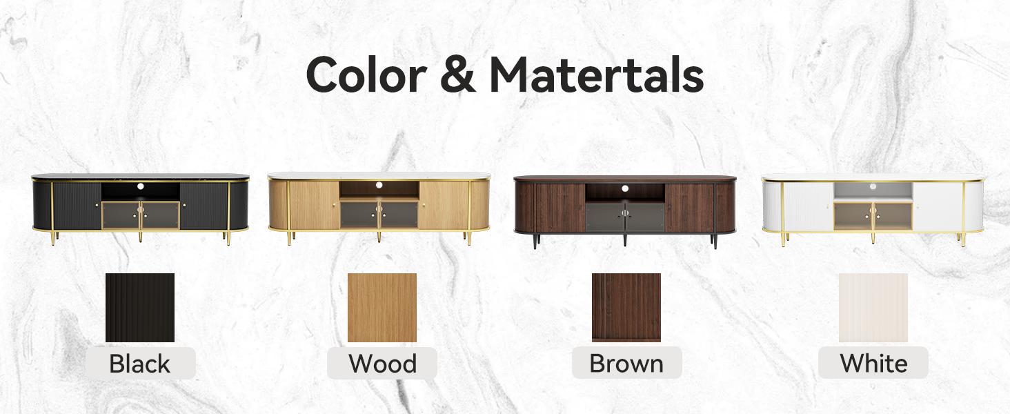 oneinmil Luxury 70" Fluted TV Stand Modern Entertainment Center for TVs Up to 80" Faux Marble Tabletop Curved Profile Design White Media Console for Living Room