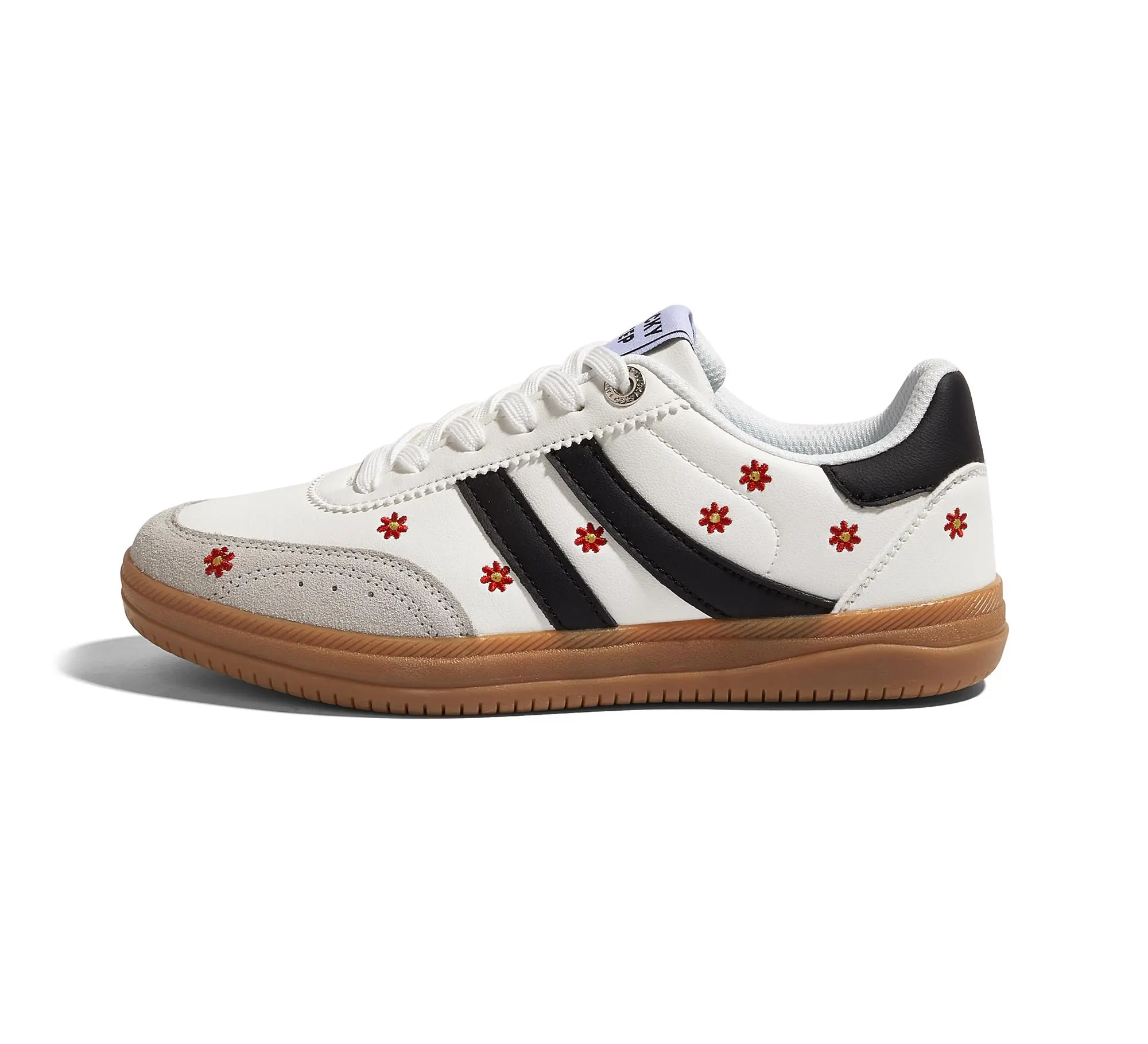 LUCKY STEP Women's Classic Retro Low Top Tennis Sneakers - Stylish, Thick Sole, Casual Sporty Skate Shoes with Gum Sole, Floral Embroidery, Anti-Slip Design for Comfortable Walking & Training, Low Top Sneakers, Casual Sporty Sneakers tiktokshopbacktoschoo