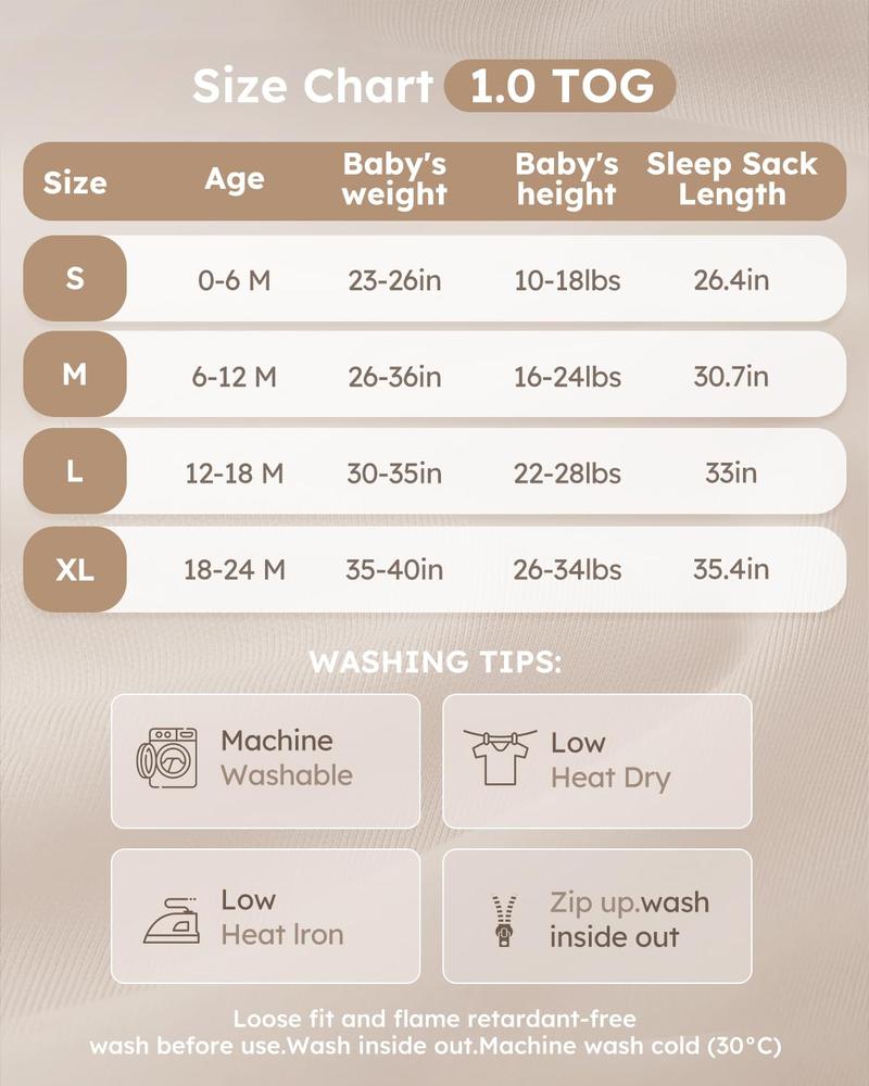 Yoofoss Bamboo Baby Newborn Sleep Sack Wearable Blanket, Cotton Infant Toddler Sleeping Bag 2-Way Zipper Supersoft Quilted Sleepbag Comfort TOG 1.0  Mother's Day Gifts