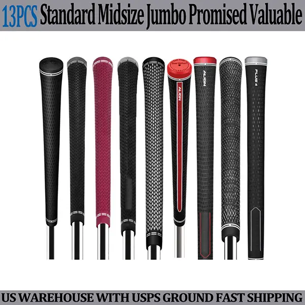 Golf Club Grips Set of 13 - Anti Slip, All Weather Natural Rubber, Tacky Comfort Feel, Enhanced Control for Adult Golfers (Standard & Midsize Options), Adults, Golf Accessories, Grip Golf Club Parts