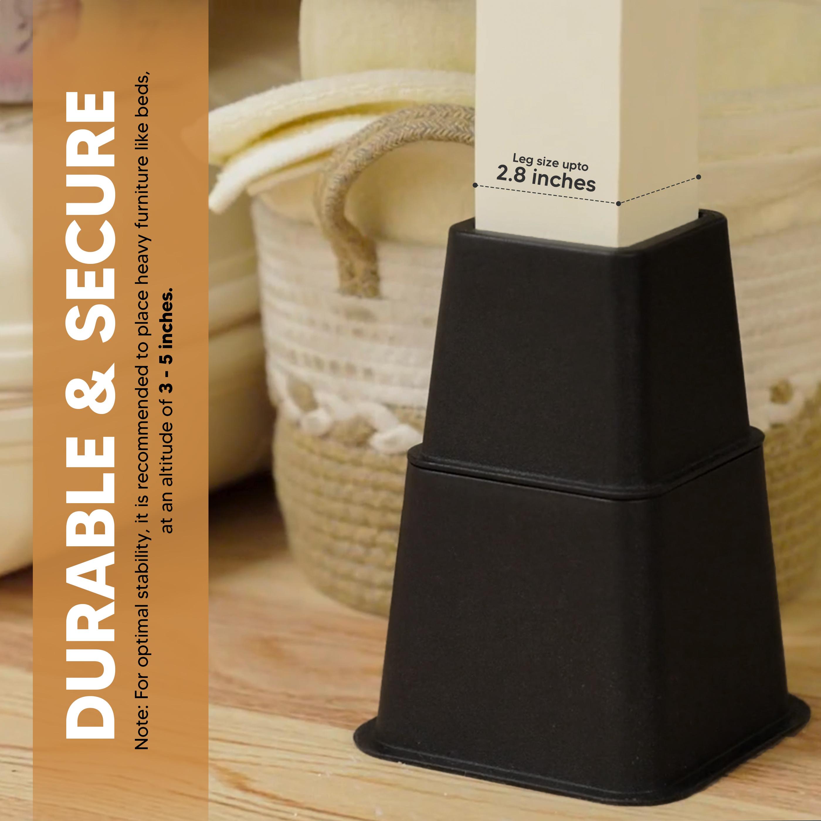 Utopia Bedding Adjustable Bed Risers 3, 5, 8 Inch – Heavy Duty Set of 4 for Bed, Couch, Desk – Supports 1300 lbs – Under Bed Storage – Black