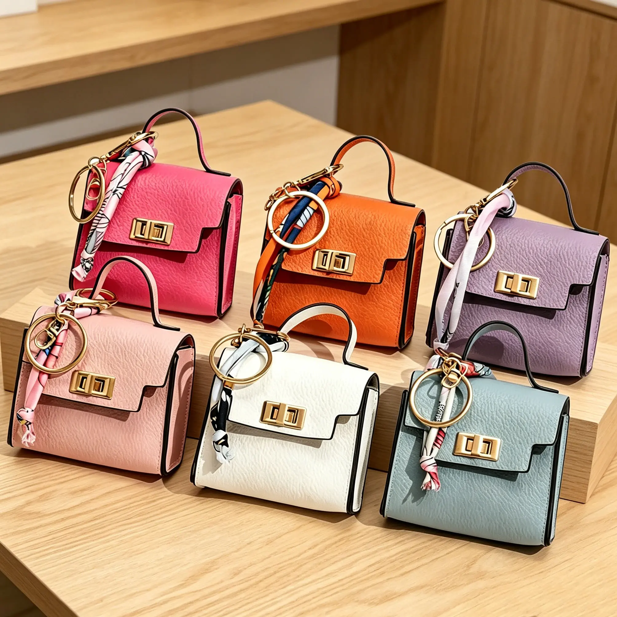Mini Square Bag Pendant Keychain - High Quality Leather with Colorful Strap, Cute Car Keychain & Bag Charm Accessory.#backtoschool#sohochic