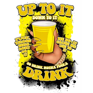 Up to it heat transfer, no shirt, yellow womens hand