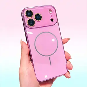 Magnetic Shockproof Matte Case Built-in lens protector Anti-Fingerprint Phone Case For iPhone 17 Pro Max cases 16 15 14 13 12 Pro Max Wireless Cover