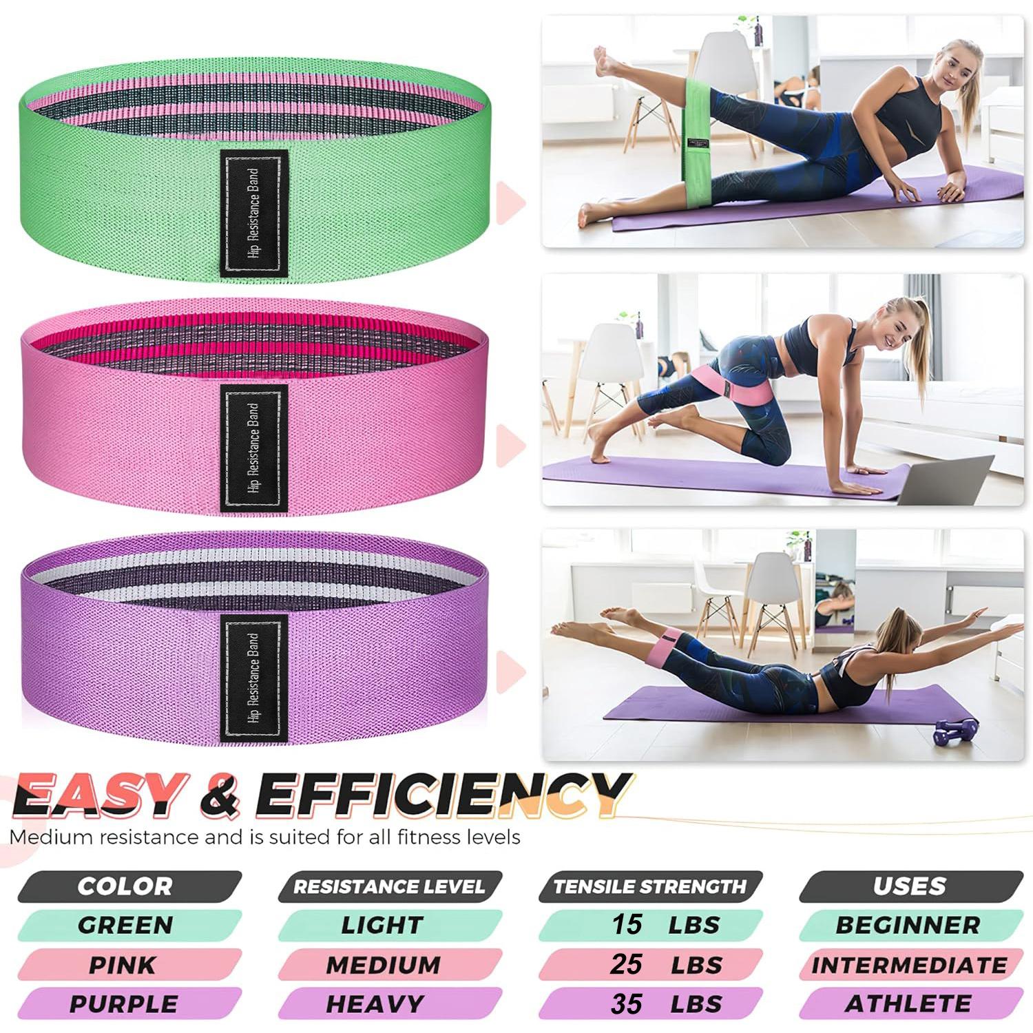 PUKEGM  Renoj Resistance Bands for Working Out,3Set Professional Exercise Bands for Pilates,Yoga,Home Gym,Booty,Leg Training | Heavy/Medium/Light Fabric Loops for Women Men