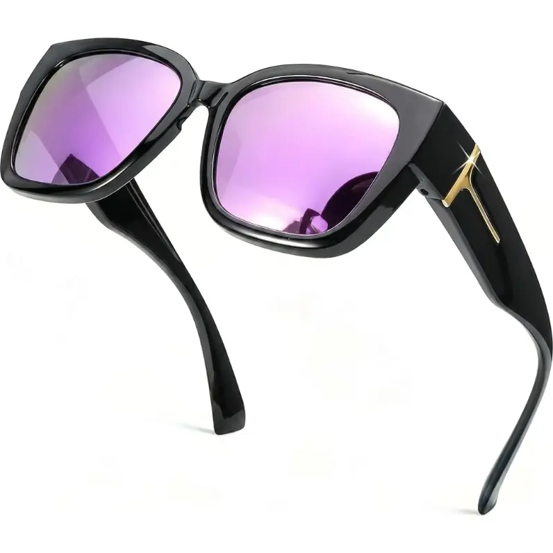 【FitOver Sunglasses】SIPHEW Mirrored Sunglasses Polarized Fit Over Glasses for Women Men for Driving - Trendy Large Square Oversized  UV400 Protection Sun Glasses