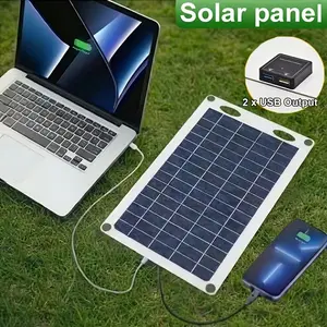 1 Solar Panel with USB Interface - Lightweight and Portable - Camping, Hiking Travel & Outdoor Power Bank - Compatible with Smartphones, Tablets, Flashlights, Fans - No Batteries - Integrated Cable Design - Solar Charging Station - Camping Essential