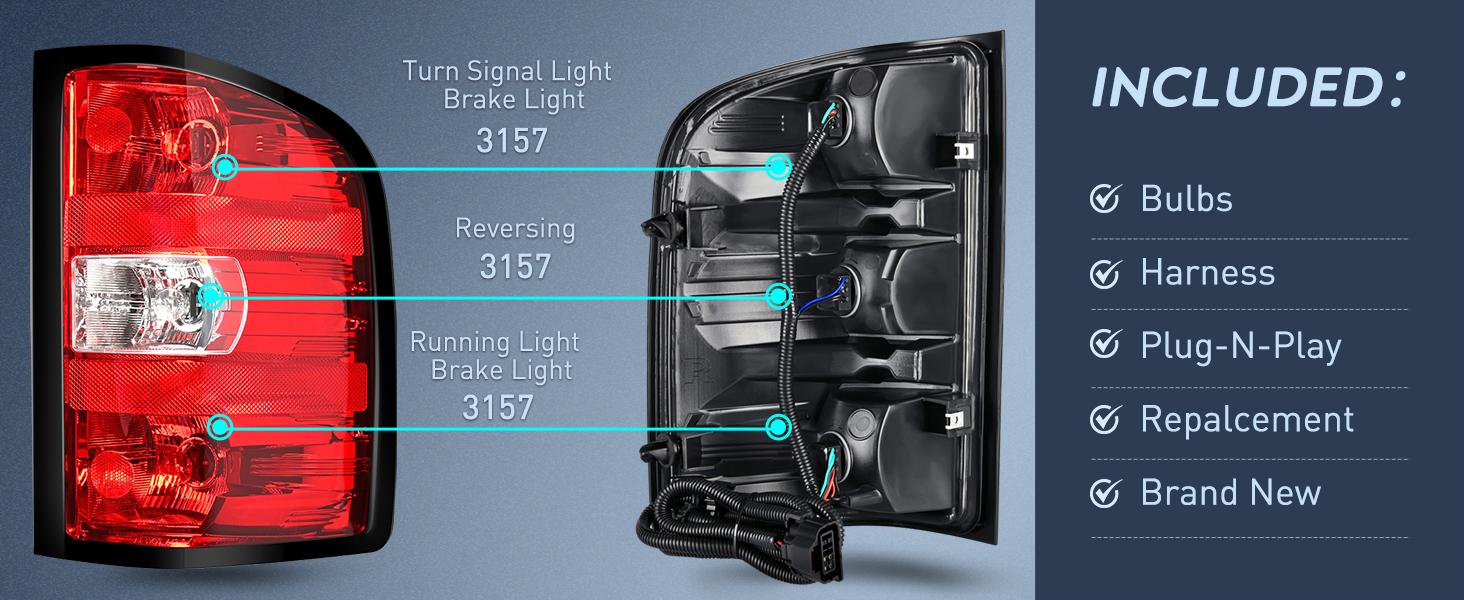 Nilight Passenger Side Taillight Assembly for 2007 2008 2009 2010 2011 2012 2013 2013 2014 Chevy Silverado 1500 2500HD 3500HD 2007-2013 GMC Sierra 3500HD Rear Lamp w/Bulbs and Harness Nilight Passenger Side Taillight Assembly for 2007 2008 2009 2010 2011 2012 2013 2013 2014 Chevy Silverado 1500 2500HD 3500HD 2007-2013 GMC Sierra 3500HD Rear Lamp w/Bulbs and Harness