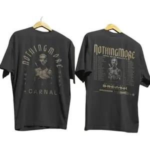 Nothing More Carnal Nature Tour 2026 Black Band Graphic Tee - Limited Edition Rock Band Merch