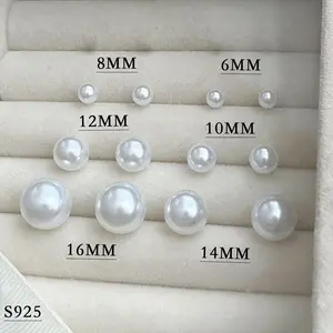 Women's Pearl Stud Earrings High-end Sense Elegant Earrings Fashion Niche Simple Versatile Accessories s925(gift)