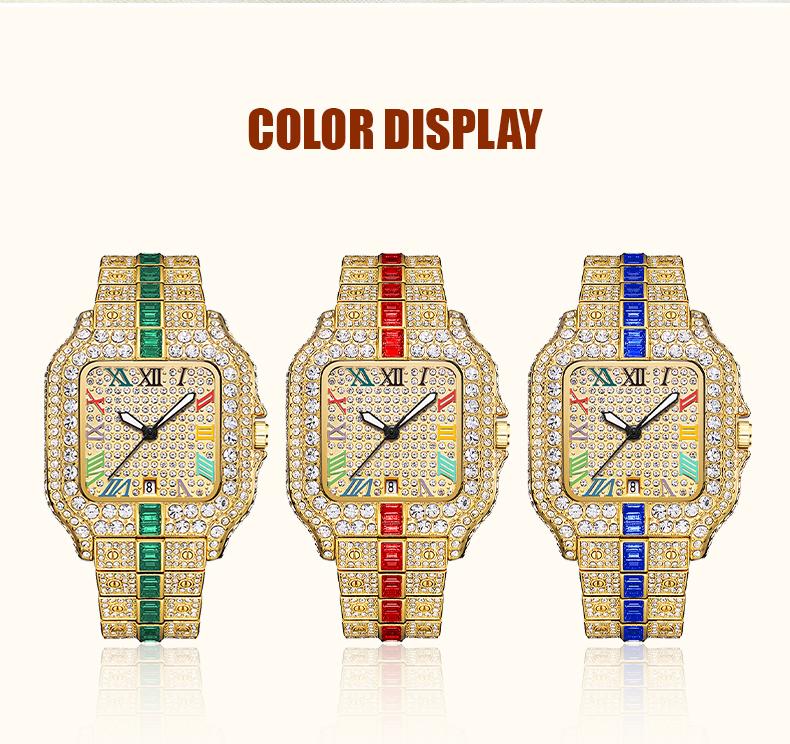 Valentine's Luxury Collection Ladies Rhinestone Embellished Square Dial Quartz Watch with Date Display Luminous Function Gift Box Included Timeless Classic Style Perfect Gift for Wife and Mom