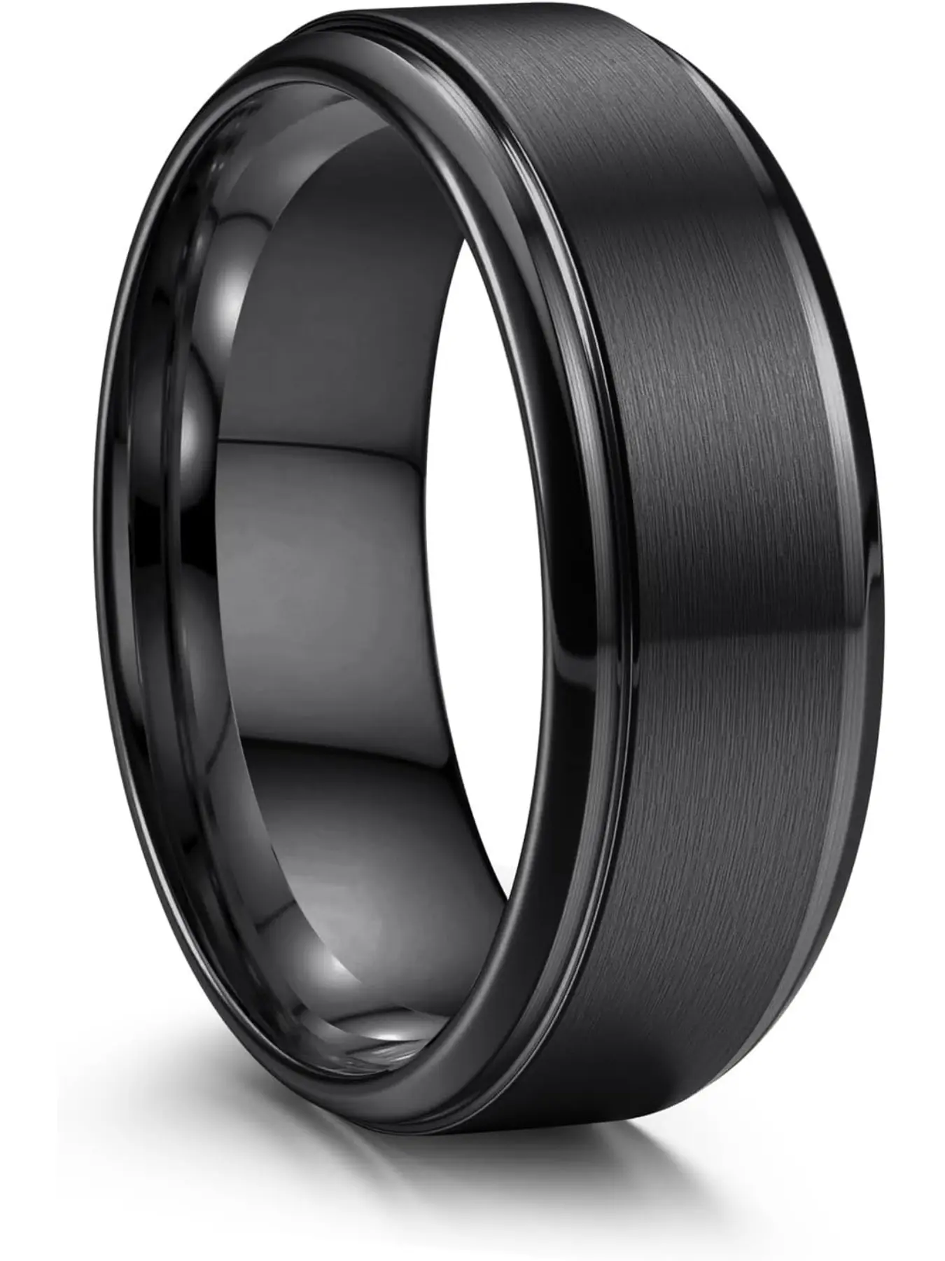 Stainless Steel Wedding Promise Metal Rings for Men Women 8mm Band Thickness Jewelry Rings in Silver Color, Matte Surface Polished Edge Comfort Fit 6-14 Dark Aesthetic Rings Fashion Promise Ring