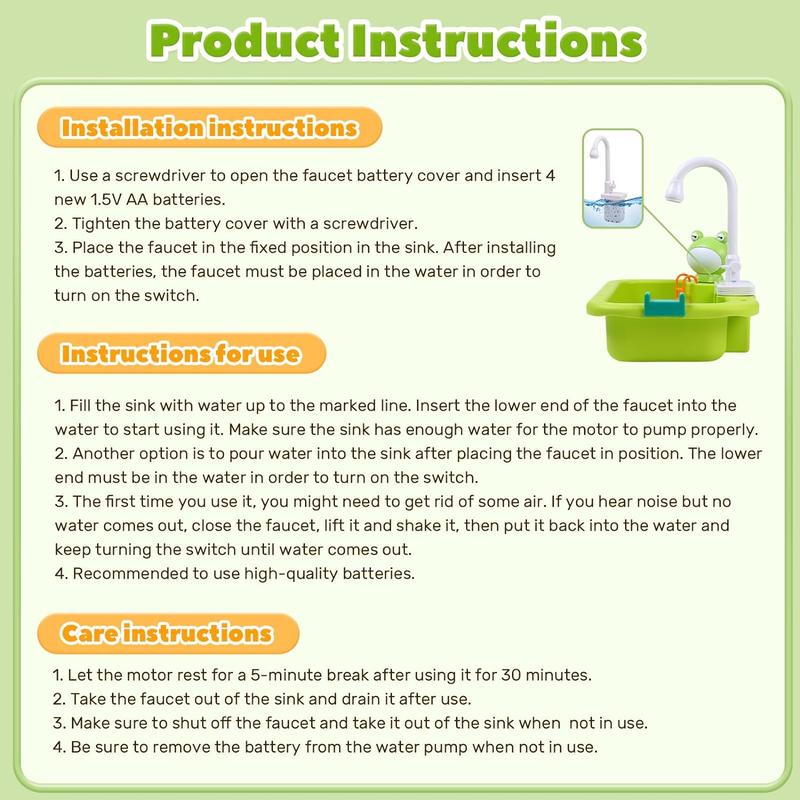 CUTE STONE Pretend Play Sink with Running Water, Upgraded Electric Faucet, Realistic Play Food Set, Learning Cookingset, Valentine's Day Gift