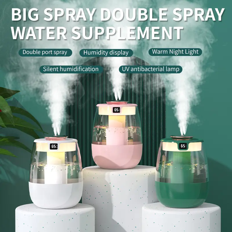 Double spray large capacity multi-color humidifier household bedroom office gift desktop ornament large fog volume number humidi home accessories