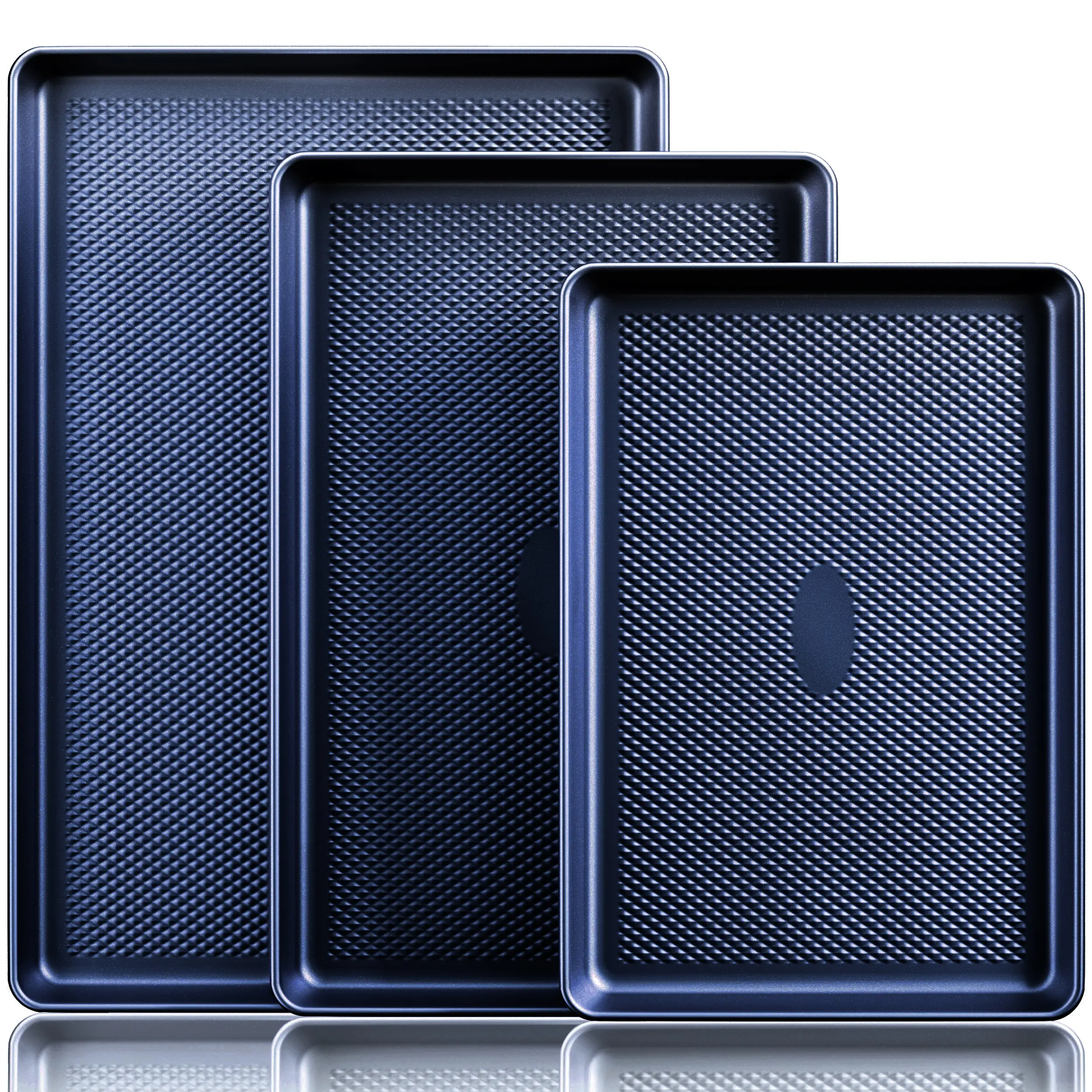 Non-stick Baking Pan Set, Teflon-Free Heavy Duty Bakeware of 3, Diamond-Texture Baking Sheet Pan, Cookie Sheets for Oven, Baker, Kitchenware Cooking, Kitchen Supplies, Gift, deals for you, midyearsale homeessentials