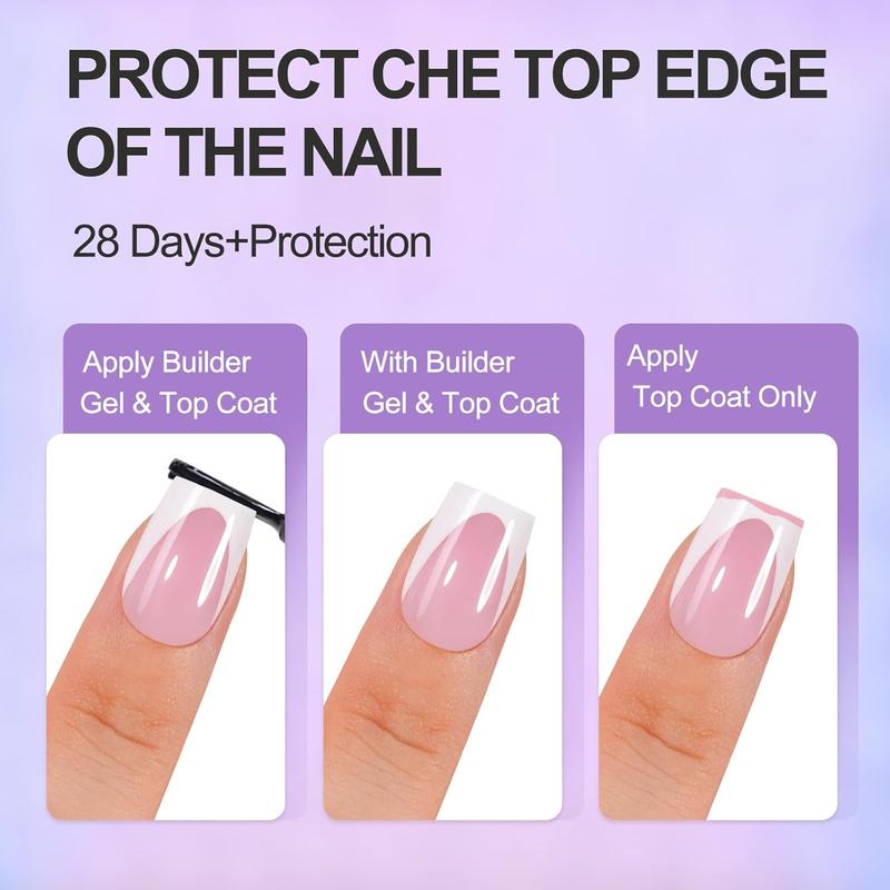 Vansiho Pink Deep French Gel Nail Kit - Short Squre French Tip Press on Nails Kit with Nail Gel, Top Coat for Gift Home DIY