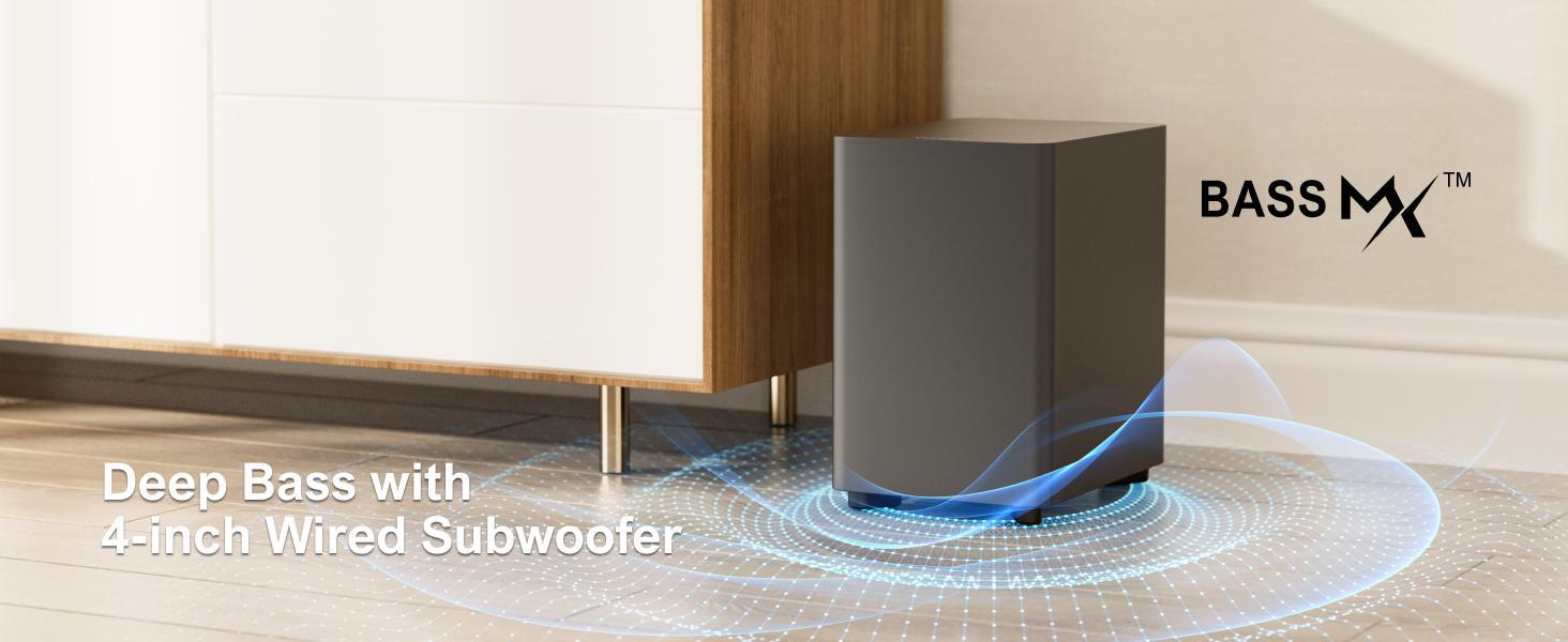 ULTIMEA Aura A40 7.1ch Virtual Surround Soundbar with Subwoofer– 4 Rear Speakers for Entry-Level, Home Theater System, 121 EQ Presets, Smart App Control, Bluetooth, Audio