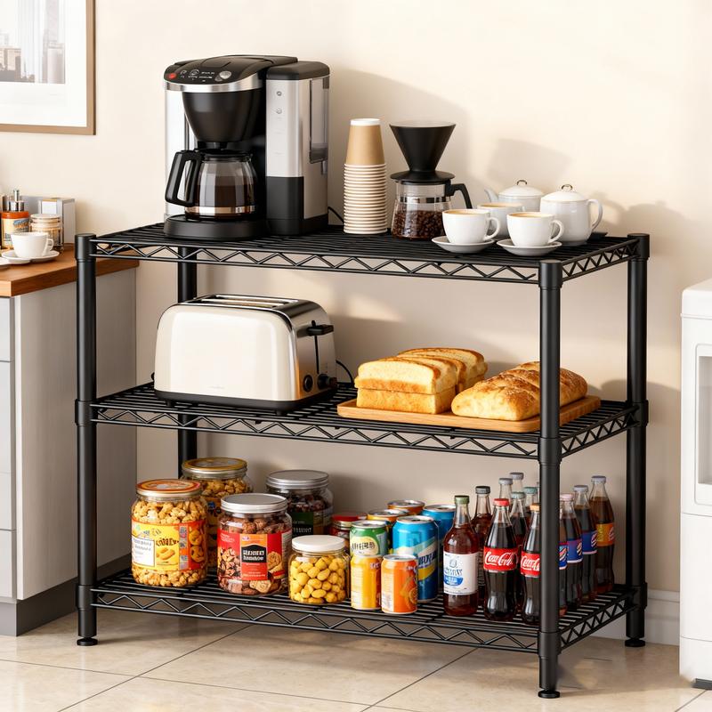 Raybee 3-Tier Adjustable Metal Wire Storage Shelves,Corner Shelf Storage Shelving Organizer Units for Kitchen & Garage,23.6''L×13.8''W×30''H,Standing Shelf Units Raybee 3-Tier Adjustable Metal Wire Storage Shelves,Corner Shelf Storage Shelving Organizer Units for Kitchen & Garage,23.6''L×13.8''W×30''H,Standing Shelf Units