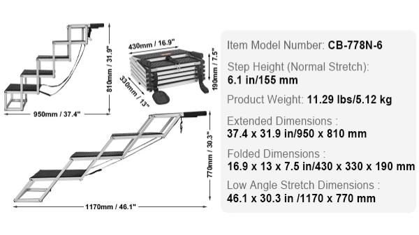 5-Step Folding Dog Steps with Non-Slip Surface ,Heavy-Duty Dog Car Steps, Non-Slip Aluminum Dog Ramp, Portable Pet Ladder with Carry Bag 5-Step Folding Dog Steps with Non-Slip Surface ,Heavy-Duty Dog Car Steps, Non-Slip Aluminum Dog Ramp, Portable Pet Ladder with Carry Bag