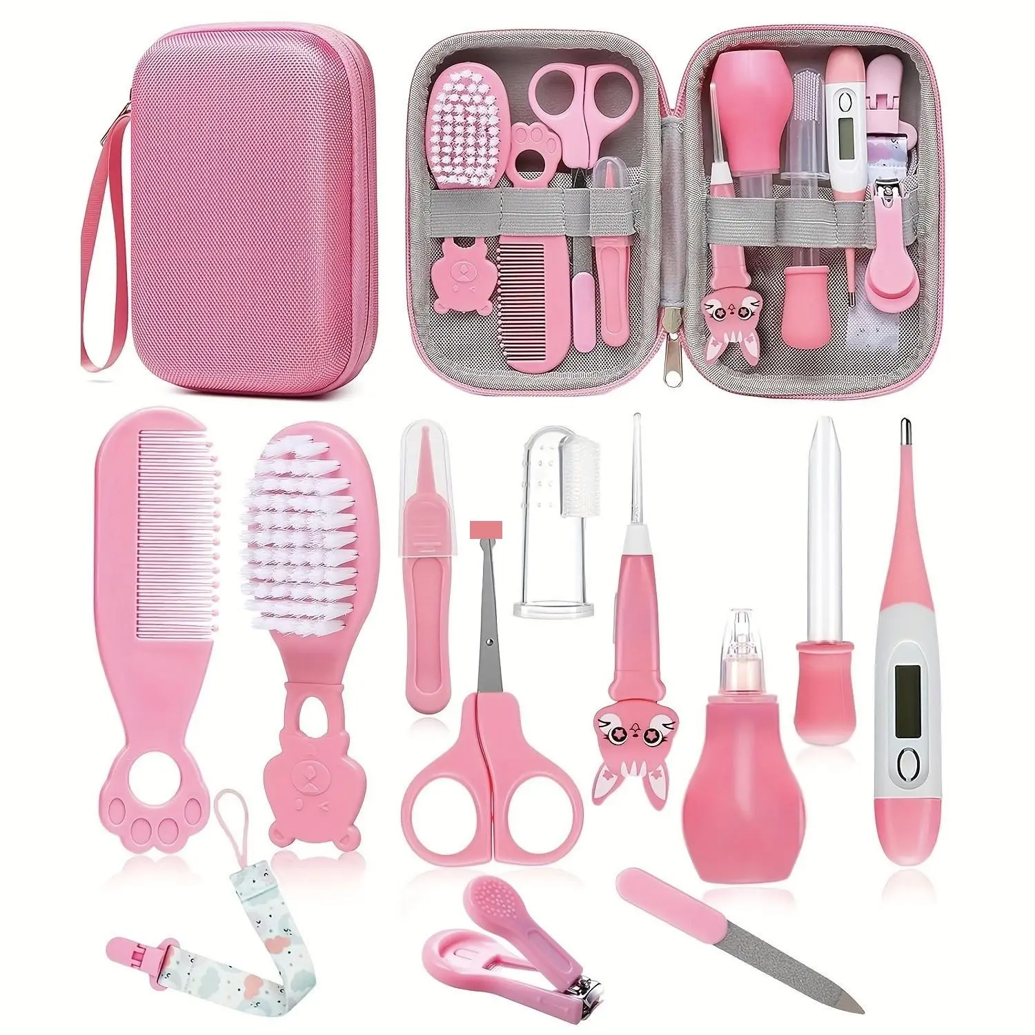 Baby Healthcare and Grooming Kit, Babies Kit, Newborn Nursery Essentials, Includes Hair Brush, Digital Thermometer, Pacifier Clip, Nail Clippers & Trimmer, Baby Registry Ready