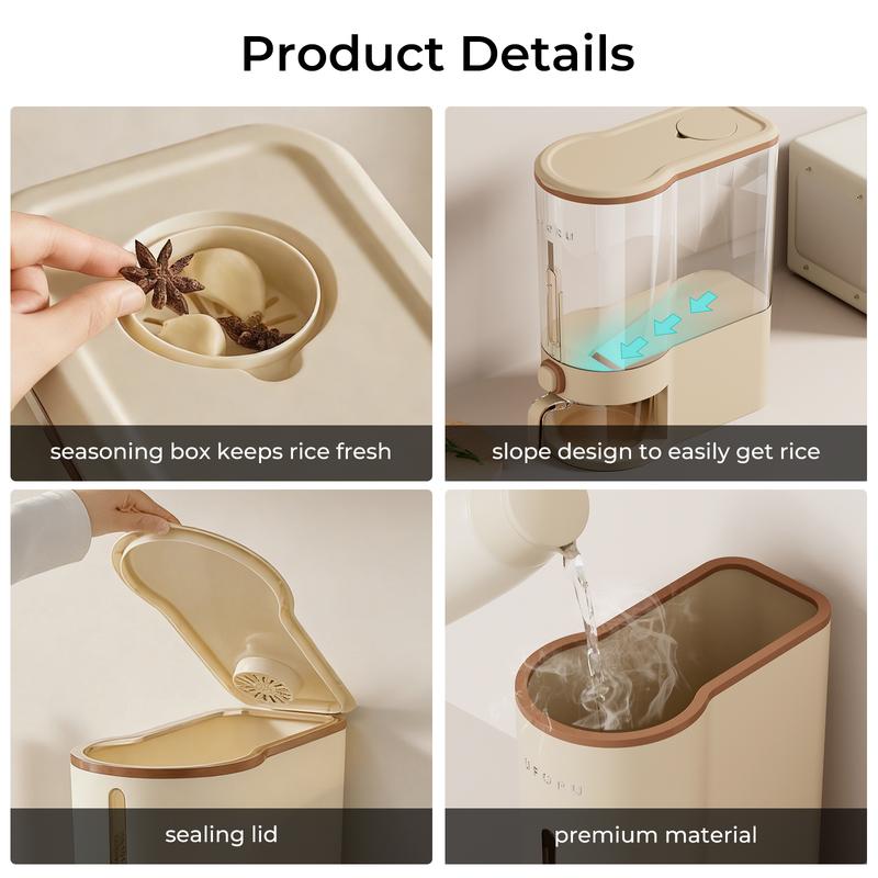 UFORU 22Lbs Rice Dispenser Airtight Food Storage Container for Rice Coffee Beans Cereals BPA-Free Moisture Proof Kitchen Container Cream White Desiccants Utensils Large Capacity One-Touch Dispensing UFORU 22Lbs Rice Dispenser Airtight Food Storage Container for Rice Coffee Beans Cereals BPA-Free Moisture Proof Kitchen Container Cream White Desiccants Utensils Large Capacity One-Touch Dispensing