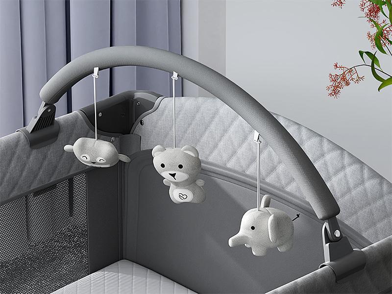 BabyBond 5 in 1 Foldable Baby Bassinets Bedside Sleeper for Newborn Infant, Large Playard Pack with Mattress,Storage Basket and Mosquito Net, Height Adjustable Baby Crib for Nursery, Ideal Christmas Gift for Toddler