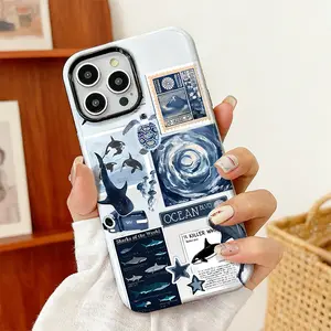Whale Shark Pattern Phone Case, Electroplated Cover with Airbag Shockproof Slim Soft TPU Cover for iPhone 11 12 13 14 15 16 17 Pro Max Plus Air Girl