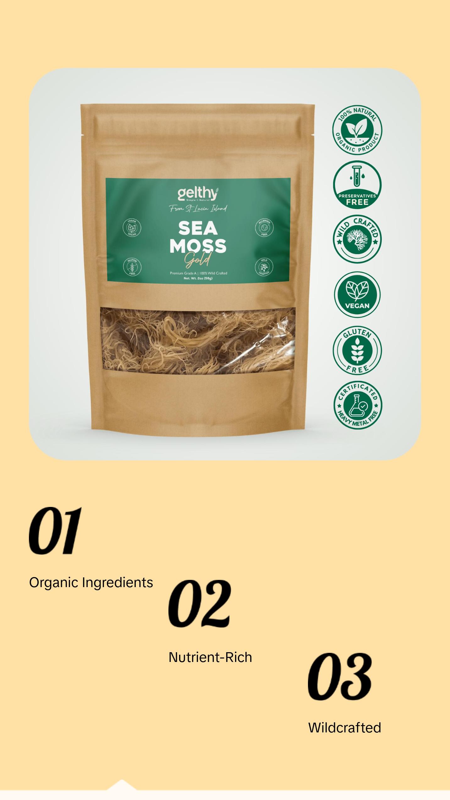 Organic Raw Sea Moss Dried Wildcrafted from St. Lucia