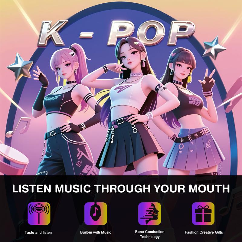 Amos TastySounds Music Lollipops – Sugar-free heart-shaped candies with bone conduction music tech | K-pop inspired Strawberry, Blueberry, Watermelon, Blackberry Fallontonight lollipop star