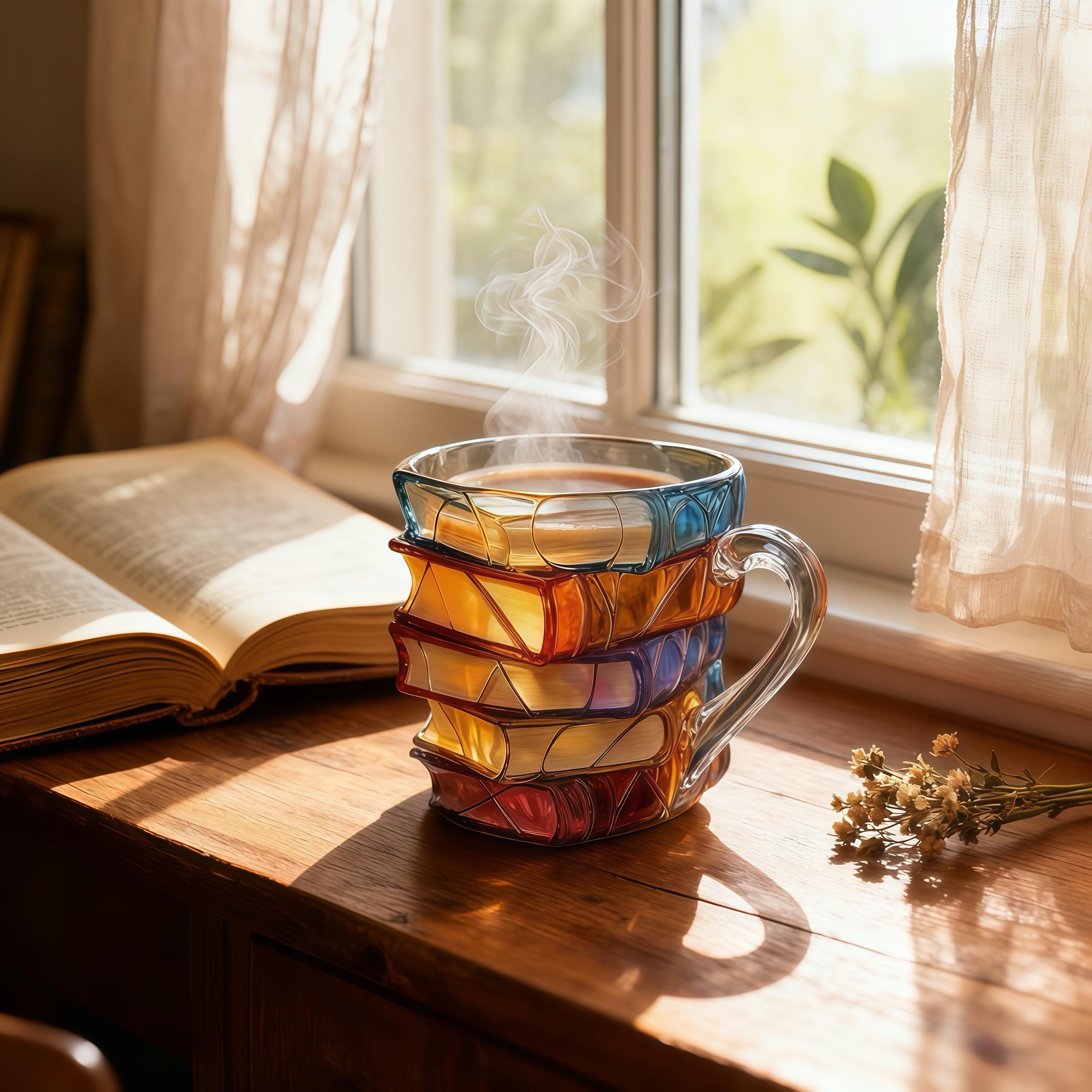 3D Painted Book Cup Colorful Stacking Glass Coffee Mug Durable Ceramic Tumbler Gift Box Set for Home Decor Book Lovers Halloween Christmas Reusable Washable All-Angle Control Drinkware cute