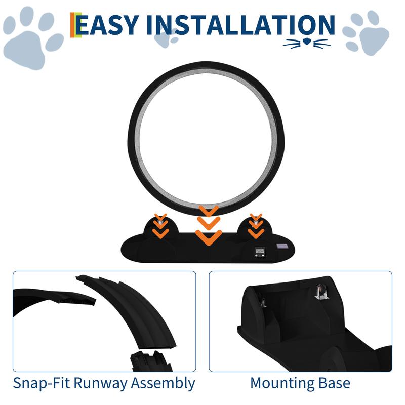 Cat Exercise Wheel, 45 Inch Quiet Cats Treadmill with Pedometer Running Wheel and Detachable Carpeted Runway, Interactive Toys for Running Walking Training